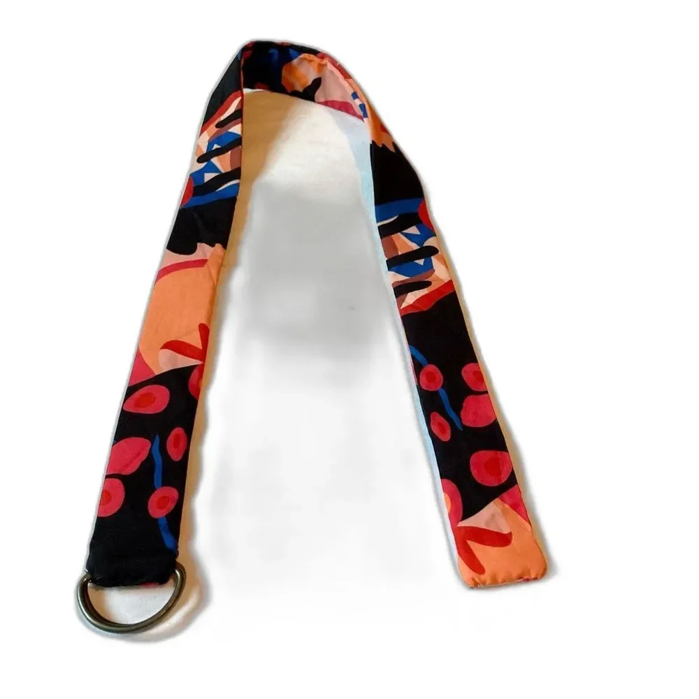 ABSTRACT FLORAL Reversible Modern D Ring Fabric Belt Womens 34 x 1.5 inches